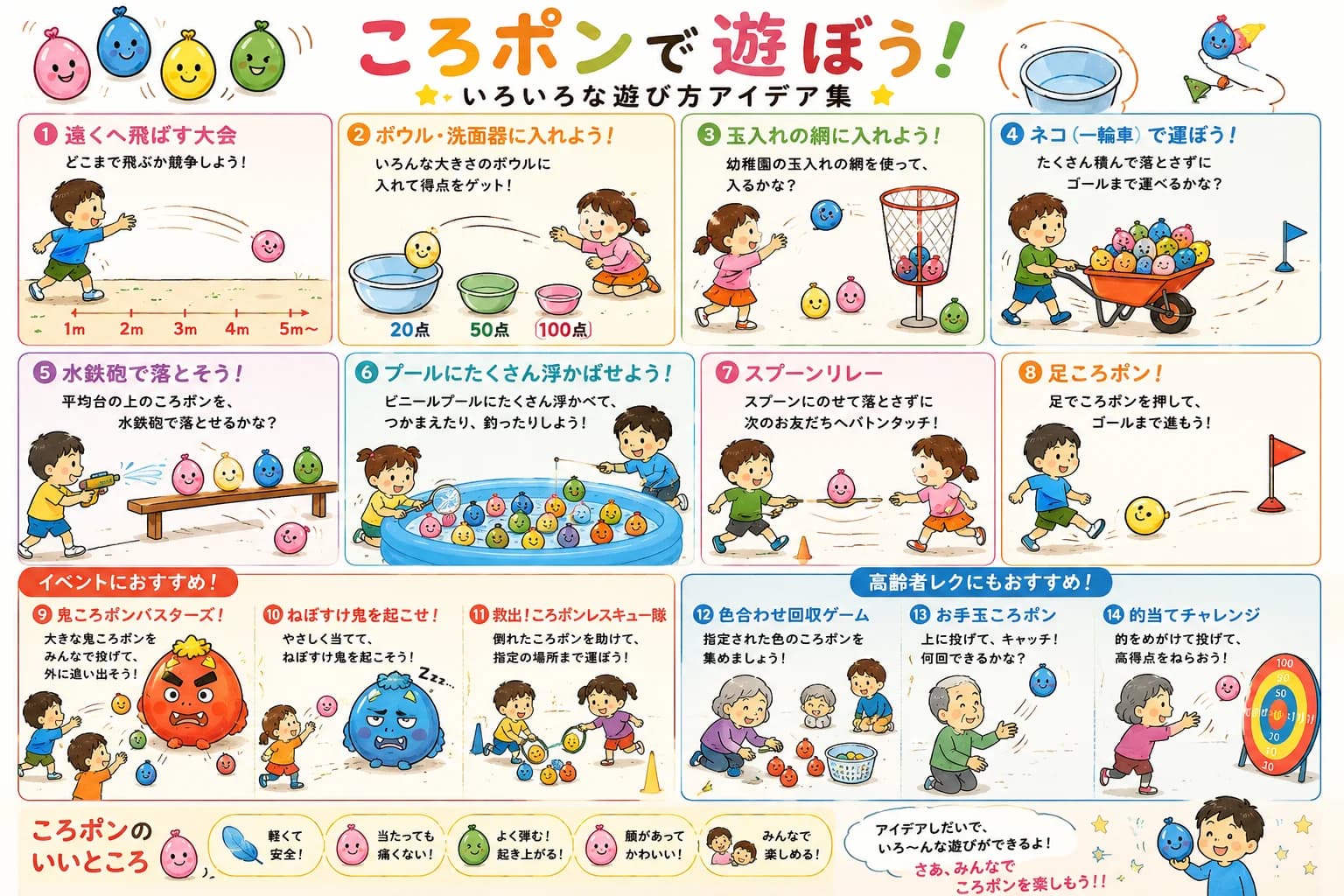 ころポンで遊ぼう 利用例のイラスト